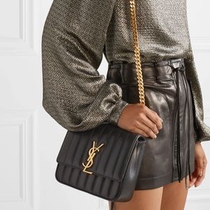 New Yves Saint Laurent Black Medium Vicky Bag
